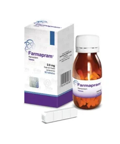 Farmapram 2 mg 90 tablets box – alprazolam prescription medication for anxiety and panic disorder treatment