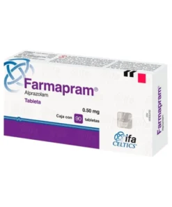 Farmapram 0.50 mg 90 tablets box – alprazolam prescription medication for anxiety disorder treatment
